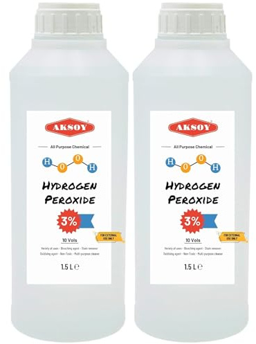 Aksoy Hydrogen Peroxide 3L(1.5x2) for Cleaning, Disinfecting, Bleaching, Stain Removal, Surface Sanitizing, Odor Eliminating, Laundry Use, Kitchen, Bathroom and Multi-Purpose Cleaning