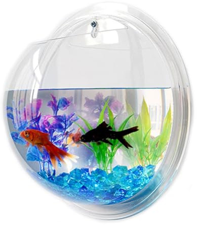 Veemoon Acrylic Fish Tank Wall Mounted Hanging Aquarium Fish Bowl Home Decor Diameter Style