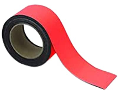 Magnetic Steel Easy-Wipe Tape, Thin & Flexible, Cut to Fit Strip, Magnetic, High Visible Identification. Suitable For All Non-Magnetic Surfaces (Red 60mm x 10m)