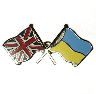 Union Jack-Ukraine Flag Friendship Lapel Pin Badge - UK GB Britain