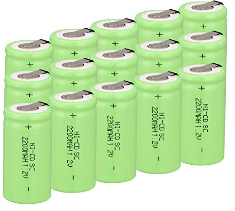 16pcs Ni-Cd Rechargeable C Battery Sub C 1.2V 2200mAh C Size (Green)