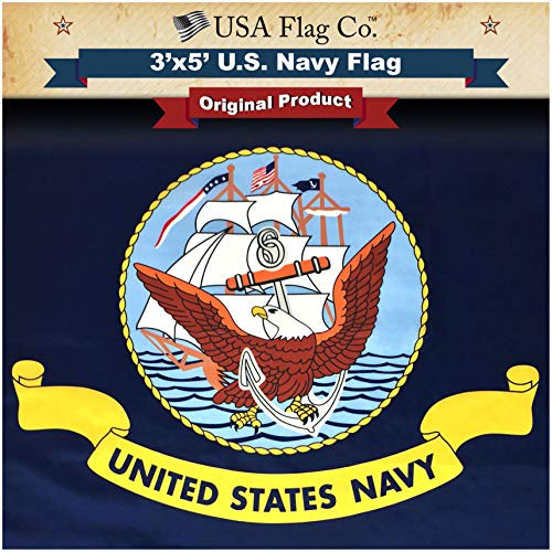 US Navy Flagge von USA Flagge Co. ist 100% American Made: Das Best 3 x 5 Outdoor Streitkräfte Flaggen, Made in den Vereinigten Staaten von Amerika. (3 von 5 Fuß)