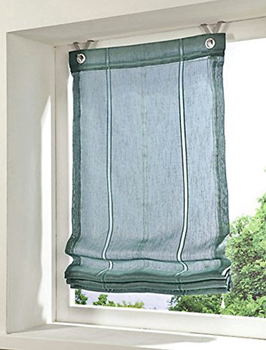 Raffrollo, Tunneldurchzug, Easyfix, Farbe Petrol, Design Uni, leicht Transparent, inkl. Montageanleitung und Zubehör, Maße HxB 130x80 cm