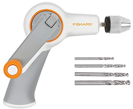 Fiskars Crafts DIY Präzisions-Handbohrer, grau, weiß/grau