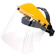 Klappbares Visier aus Polycarbonat.