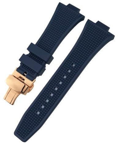 BAIMAJIZ Konvexes Uhrenarmband 12 mm, kompatibel mit der Tissot 1853 PRX-Serie, kompatibel mit T137407 T137-Band, schwarz, weiß, orange, blau, Sport-Uhrenarmband(Blue Rosegold)