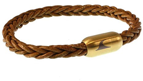 WAVEPIRATE® Echt Leder-Armband SYLT Z8 F Cognac/Gold 22 cm Edelstahl-Verschluss in Geschenk-Box Männer Damen Herren