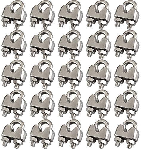 Cozihom 3/16 Zoll M4 Drahtseil-Kabelklemme, 304 Edelstahl, U-Bolzen-Sattelbefestigung, 25 Packungen