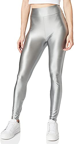 Urban Classics Damen Ladies Highwaist Shiny Metalic Leggings Hose, darksilver, XXL