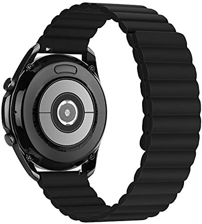 Tasikar 22mm Armband Kompatibel mit Samsung Galaxy Watch 3 45mm/Huawei Watch GT2 46mm/GT3 46mm Armband, Silikon Magnetverschluss [Doppelseitig Tragbar] Uhrband für Galaxy Watch 46mm (Schwarz)