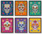 Outus 6 Wanddekorationen in Form eines Zuckerschädels, Dekoration für den Tag der Toten, mexikanischer Zuckerschädel des Tages der Toten, Fiesta Kunstdrucke, 20,3 x 25,4 cm