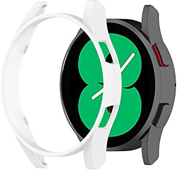 BoLuo Custodia per Galaxy Watch 4 44mm,Morbida TPU Protettivo PC Cover Copertura Resistente Cover,Protettiva Smart Watch Shell Case Pounch per Samsung Galaxy Watch 4 44mm SM-R870 Watch (bianco)
