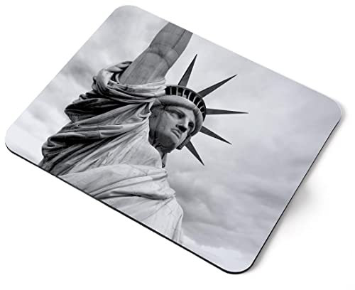 Computer Mouse Mat Pad - New York Statue of Liberty Head Home Office PC Desk Accessory Flexible Fabric Top Large 5mm Laptop Desktop Printed Art Ergonomic #12197