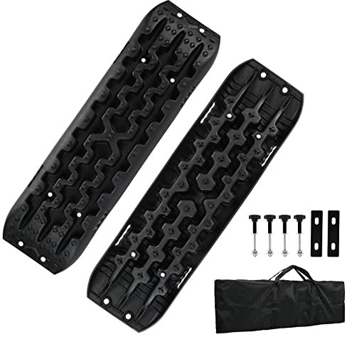 Cecaylie Anfahrhilfe mit Aufbewahrungstasche und Installationstool,Sand/Schlamm/Schnee Recovery Board Offroad Tracks,10T Last,Reifenleiter für PKW LKW Geländewagen Wohnmobil