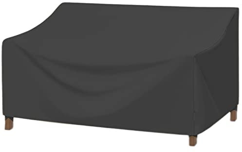 EKQSGLC Gartensofa Abdeckung Wasserdicht, 600D Schutzhülle Gartensofa mit Lüftungsschlitzen, Outdoor Sofa Abdeckung, Abdeckplane Gartensofa Schutz vor Wind UV schützende-Schwarz (264 * 102 * 60/89cm)