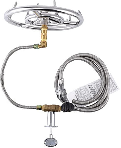 BouPower Propangas-Feuerstellen-Set mit 30,5 cm Jet-Feuerstellen-Brennerring, Edelstahl-Brennerring-Installationsset, Propangas-Feuerstelle für Innen- und Außenkamine, DIY-Brenner-Set