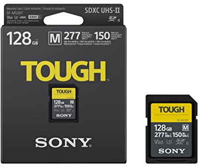 Sony SDXC 128GB SF-M Tough Series - V60 UHS-II U3 - Digital Memory Card - Read 277MB/s Write 150MB/s [SFM128T]