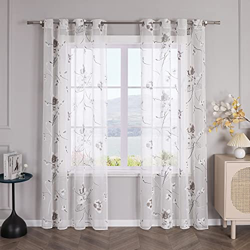 SCHOAL Gardinen mit Ösen Ausbrenner Ösenschals Transparente Vorhänge Voile im Landhausstil Gardinenschals Weiß Fensterschal Wohnzimmer 1 Stück BxH 140x175cm