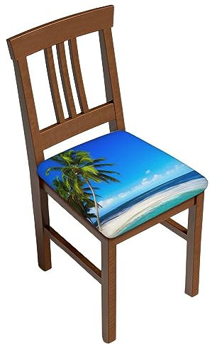 Faduni Quadratische Stuhlkissen mit Palmen und klarem Meer, für Zuhause, Esszimmer, Bar, Hochzeit, Party, Dekoration, 6 Stück