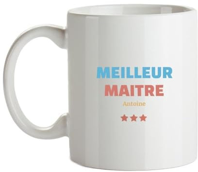 CADEAUX.COM - Mug Personnalisable - Meilleur Maitre - Mug Céramique - Tasse Classique Personnalisable - Résiste Au Micro Ondes et Lave Vaisselle - Idée Cadeau Original- Cadeau Homme, Femme