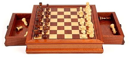 Juego de ajedrez de Madera portátil, Juego de ajedrez Grande con Piezas de ajedrez de Madera y Ranuras de Almacenamiento para Juegos de Mesa de Viaje Familiar/Estilo B (Estilo a)