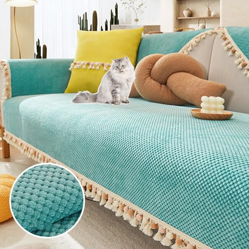 KCCRHIN Cord Sofabezug 1 2 3 4 Sitzer L Form Sofaüberwurfe Ecksofa Sofa Überzug Pets Dog Couch Cover Anti-Rutsch Sofaschutz Waschbar Couch Überzug rutschfest Sofaschoner,Blau,90 * 210cm/35.4 * 83in