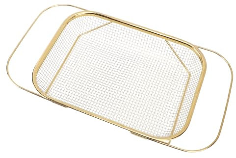Over the Sink Colander, Masterful Draining Solution Stainless Steel Kitchen Sink Net with Handles Easy to Clean and Store Colander Strainer Mesh Basket (Gold)