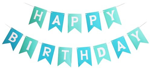 5M Happy Birthday Girlande, Geburtstag Wimpelkette Partyzubehör Geburtstagspartie Wand und Türdekoration für Männer Jungen Frauen und Mädchen, Blau Grün