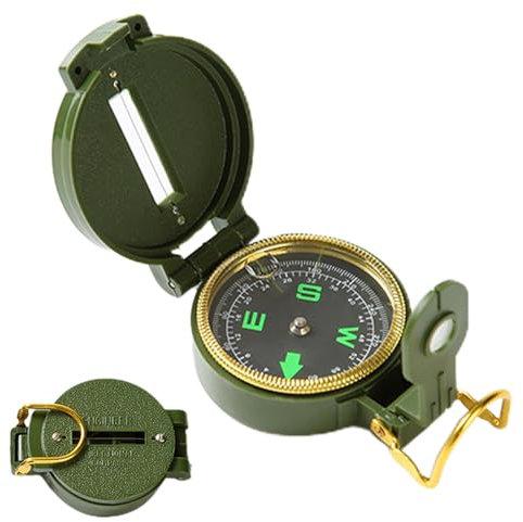 Boussole Multifonction Professionnelle de Imperméable, Boussole Militaire, Boussole Multifonctionnelle Militaire, Sportneer Boussole Randonnée, pour Navigation Camping Hiking, Vert Armée