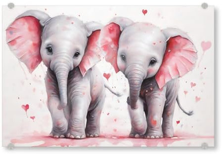 artboxONE Acrylglasbild 60x40 cm Für Kinder Herzige Elefanten Zwillinge - Bild Zwillinge babyzimmer Elefant