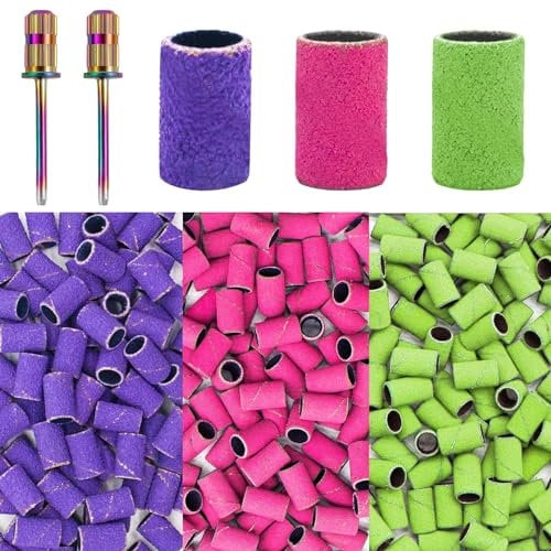 Nail Sanding Bands for Nail Drill,80#150#240# 210Pcs Nail Sanding Bands Coarse Fine Grit Sanding Bands with 3/32 in Mandrel Bits,Nail Sanding Bands Set for Manicures Pedicures
