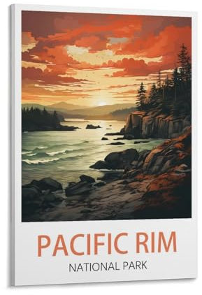 LICHNWW Pacific Rim National Park Vintage-Reiseposter, 50 x 75 cm, Leinwanddruck für Wohnzimmer, Schlafzimmer, Wohnheim, Zuhause, Büro, Wanddekoration