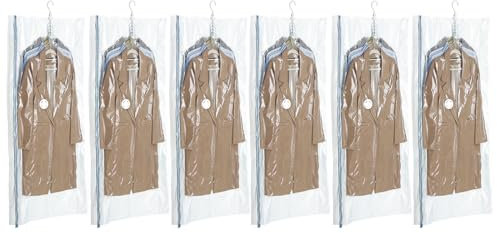 TAILI Hängend Vakuumbeutel Mit Kleiderhaken - Aufbewahren von Jacken, Anzüge und Kleid-Maximieren Sie Platz im Schrank, Vakuum Platzsparer für Zuhause, Reise, 6 Stück (135x70x20x20cm)