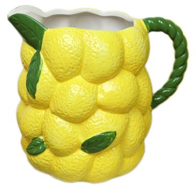 Ceramic Lemon Jug 24cm Yellow Large Summer Fruit Flower Arrangement Table Vase Decor
