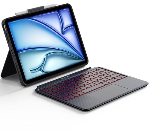 CACOE Tastatur Hülle Kompatibel mit iPad Air (4. 5. und 6. 7. gen - 2020, 2022, 2024, 2025) 11/10.9 Zoll, iPad Pro 11 (3. und 4. gen - 2021, 2022), Abnehmbare Tastatur Hintergrundbeleuchtung Touchpad