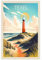 DHWDPO Texel Leuchtturm Vintage Retro Reiseposter Leinwand Poster Schlafzimmer Dekor Landschaft Büro Zimmer Dekor Geschenk 20 x 30 cm