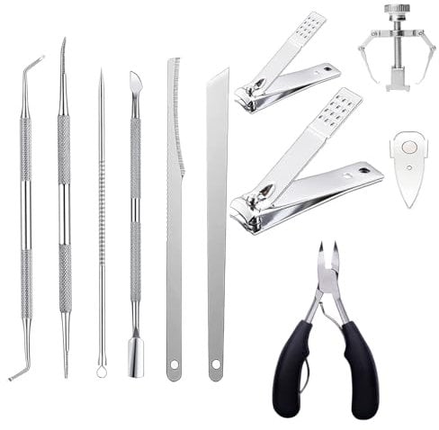 11 Pieces Ingrowing Toenail Kit, Ingrown Toenail Treatment Tools, Pedicure Tools, Professional Toe Nail Nippers Set For Ingrown & Thick Nail Pedicure Sets For Feet