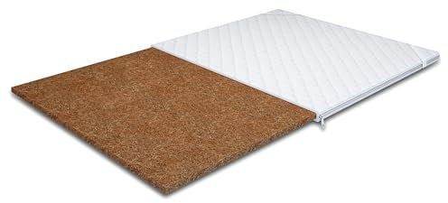 MR Group Matratzentopper Coco ONE 80 x 200 cm, Topper Höhe ca. 2 cm H4, Antiallergisch, Antimykotisch, Kokosnusseinsatz, Kunstfaser, Abnehmbarer Bezug, für alle Betten, Reißverschluss, Mikrofaser