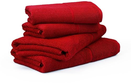 Frottana Handtuchset Pearl 4-TLG Handtücher - 2X 50x100 cm + 2X 67x140 cm, 100% Baumwolle, Ruby