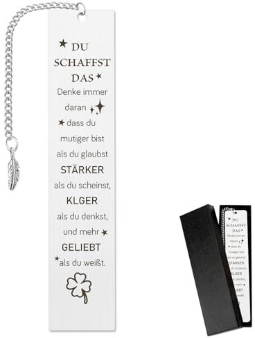 GuardiaTech Metall-Lesezeichen 'Du Schaffst Das' - Mutmacher Geschenk für Männer, Frauen, Kinder & Studenten - Glücksbringer für Schulanfang, Valentinstag, Muttertag & mehr