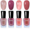 Pink Purple Nail Varnish - 4 Piece Set - Nude Jelly Autumn Nail Polish - Quick Dry, Long Lasting, No Chip - Breathable Gift Set for Women