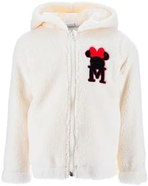 Disney Minnie Mouse Teddy Fleece Hoodie Girls Fluffy Hoodie Jacket with Hood Sweatshirt with Zip Size 98-128 cm Warm Gift, O.White, 104
