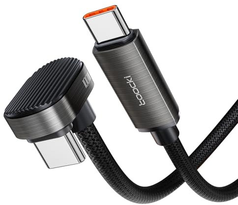 toocki Câble USB C 100W PD Charge Rapide 180 Degrés 1.2M Nylon Tressé Cable USB C Coudé vers Type C Compatible avec iPhone 16/15 Series, Samsung S23/Ultra,Huawei Mate60/60 Pro, Xiaomi 14/13, iPad