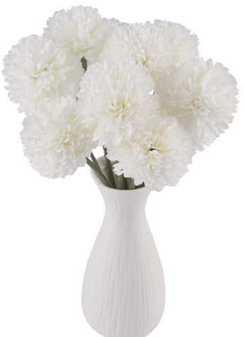 Kapokr Kunstblumen 10 Stück Fake Blumen Seidenblumen Wie Echt Weiß Künstliche Blumen für Blumenarrangements Hausgarten-Partydekorationen Hochzeiten Tafelaufsätze Office Arrangements