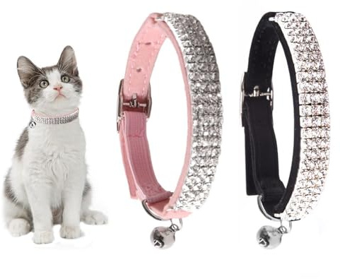 YSJCHEBS Colliers en Strass pour Animaux De Compagnie, 2 Pièces, Fournitures pour Animaux De Compagnie, Colliers Réglables, Colliers Brillants pour Animaux De Compagnie