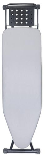 Bügelbrett,Dampfbügelbrett mit Bügeleisenablage, Metallnetz Bügeltisch mit Rutschfesten Füßen für Verstellbarer Höhe,Bügelbrett Klappbar Kein,Robuster Bügeltisch größe 133x34cm