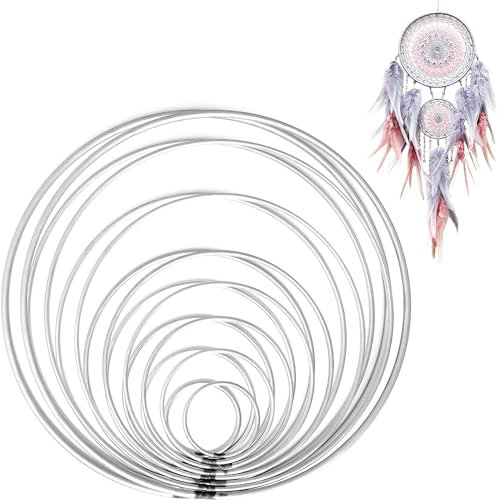 MINISOISO 16 Stück Metallringe zum Basteln, Metallring 4/6/8/10/12/15/18/20 cm, Traumfänger Ringe, Dekoringe zum Hängen, Ringe Hoops für Traumfänger DIY Handwerk Mobile Basteln