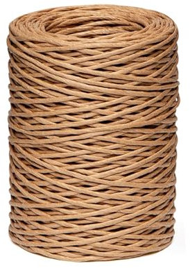 Filo di Carta,200m 2mm Filo di Carta Naturale,Filo di Ferro Carta,Filo di Ferro Ricoperto di Carta,Filo Naturale per Confezioni Regalo,Artigianato,Bouquet di Nozze,Marrone