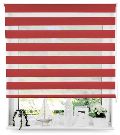 Tom'Shop Tom'Shop® Doppelrollo DuoRollo (Rot 140cm x 150 cm) Duo Rollos für Fenster Schrauben mit Bohren mit Schrauben Fensterabdeckung Fensterrollo leichte Montage