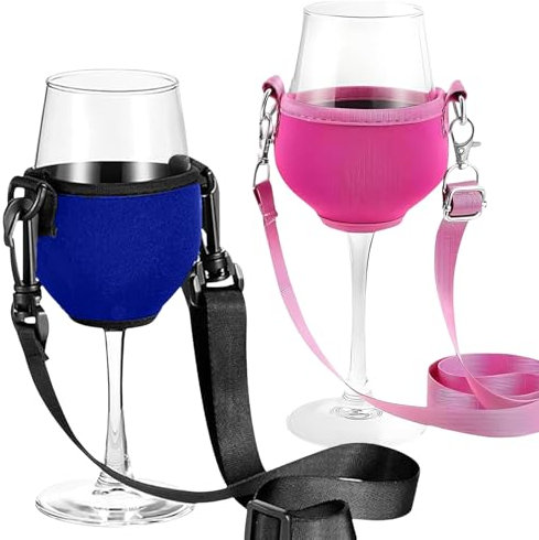 ClcIosis 2 Stück Zum Umhängen Set, Halterung Zum Umhängen Tragbare Becherhalter Zum Umhängen fürTragbare für den Hals für Weihnachten, Geburtstag, Hochzeit, Party (Blau Pink)